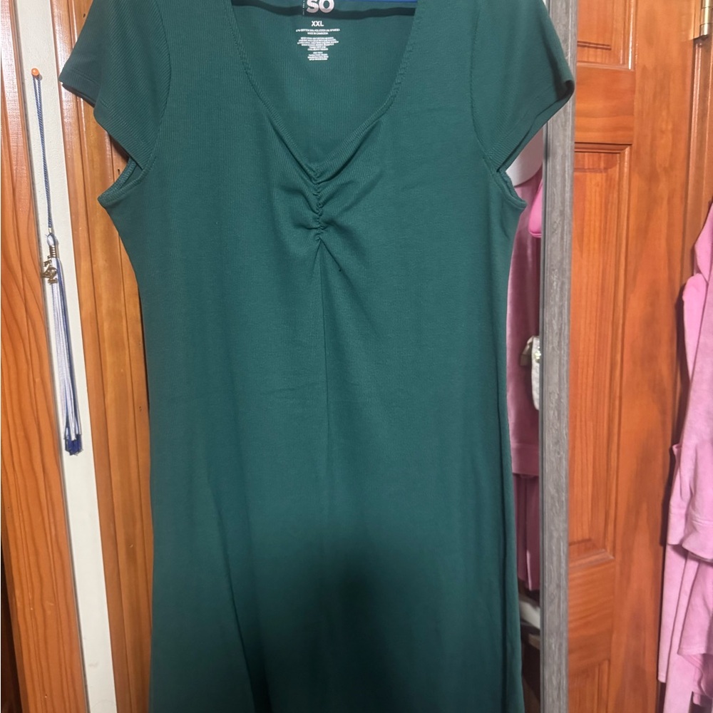 SO Teal V-Neck Dress